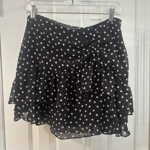 Black and White Polka Dot Ruffle Mini Skirt - Size 6
